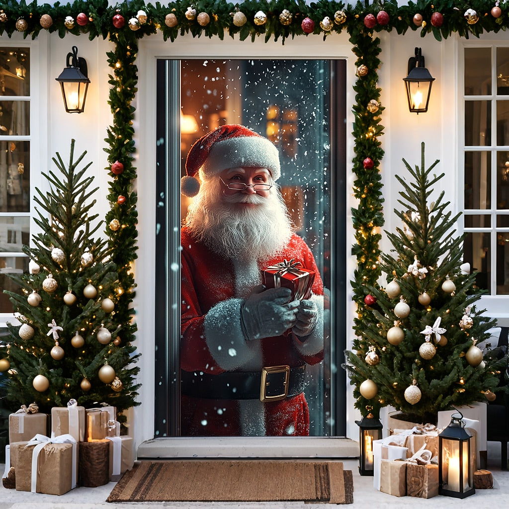 Santa Standing Christmas Door Cover