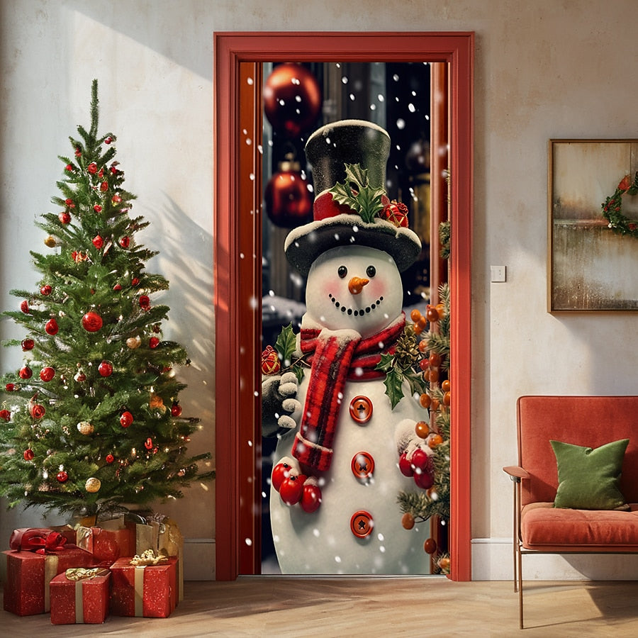 Snowman Christmas Door Cover