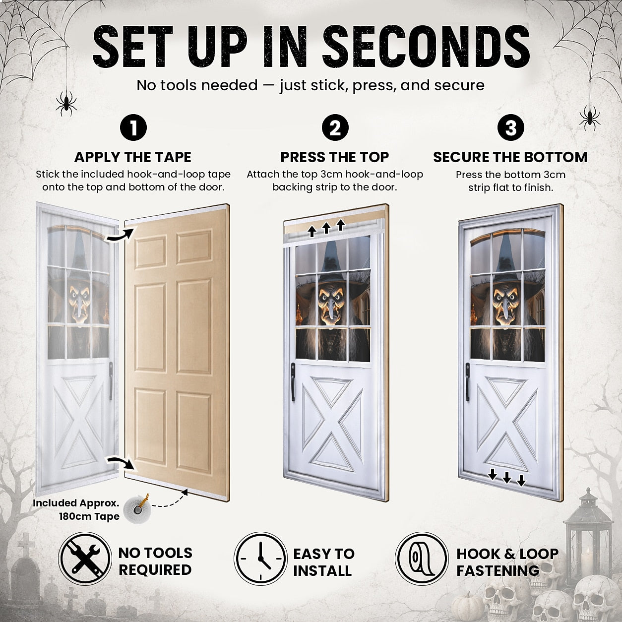 Face Window 3D Illusion Banner Halloween Door Cover Ghost Bride Haunted