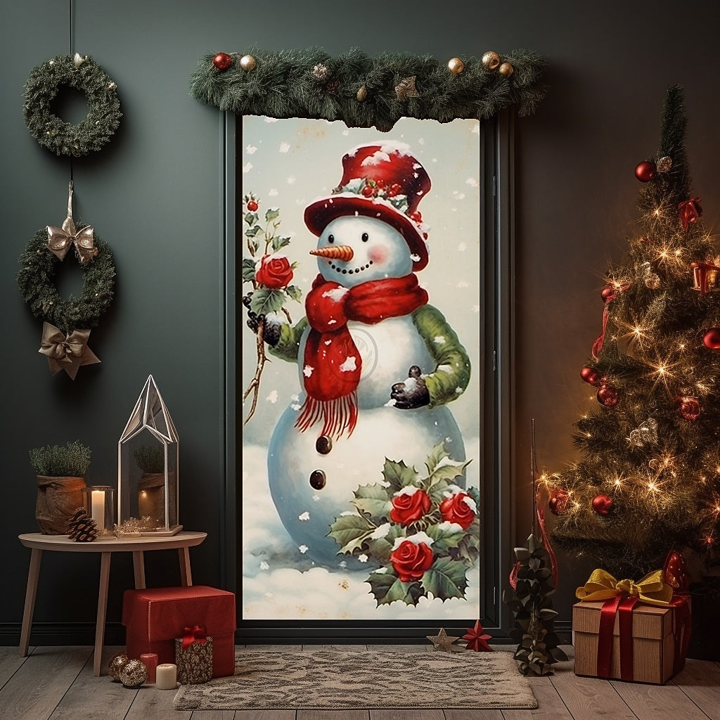 Snowman Hot Chocolate Christmas Door Cover