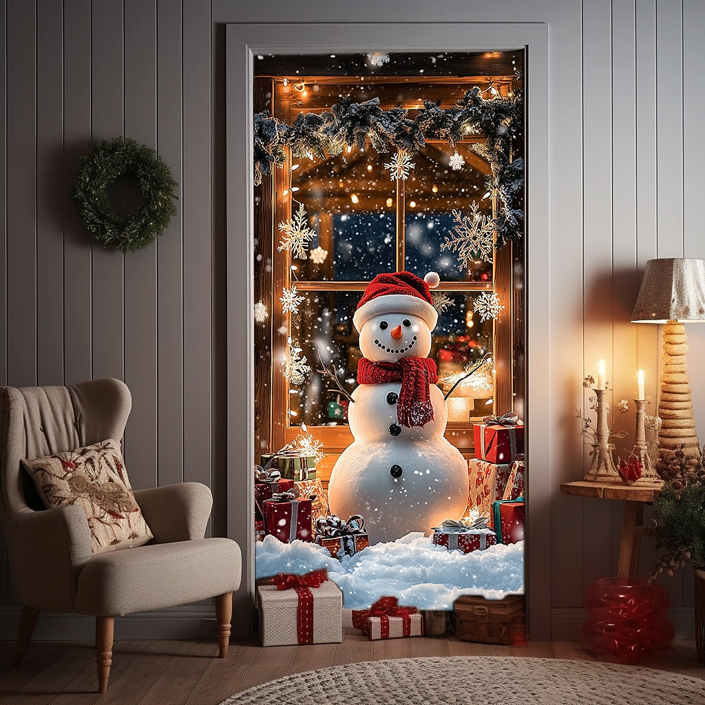 Snowman Christmas Door Cover