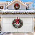 Christmas Garage Cover 3D Christmas Wreath & Holiday Lights