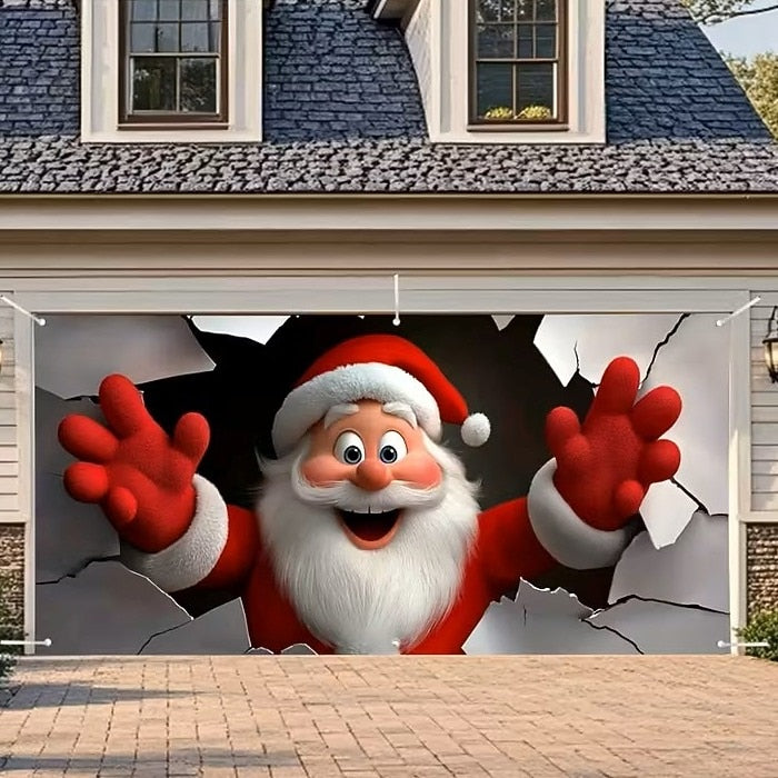 Santa Breakthrough Garage Door Cover