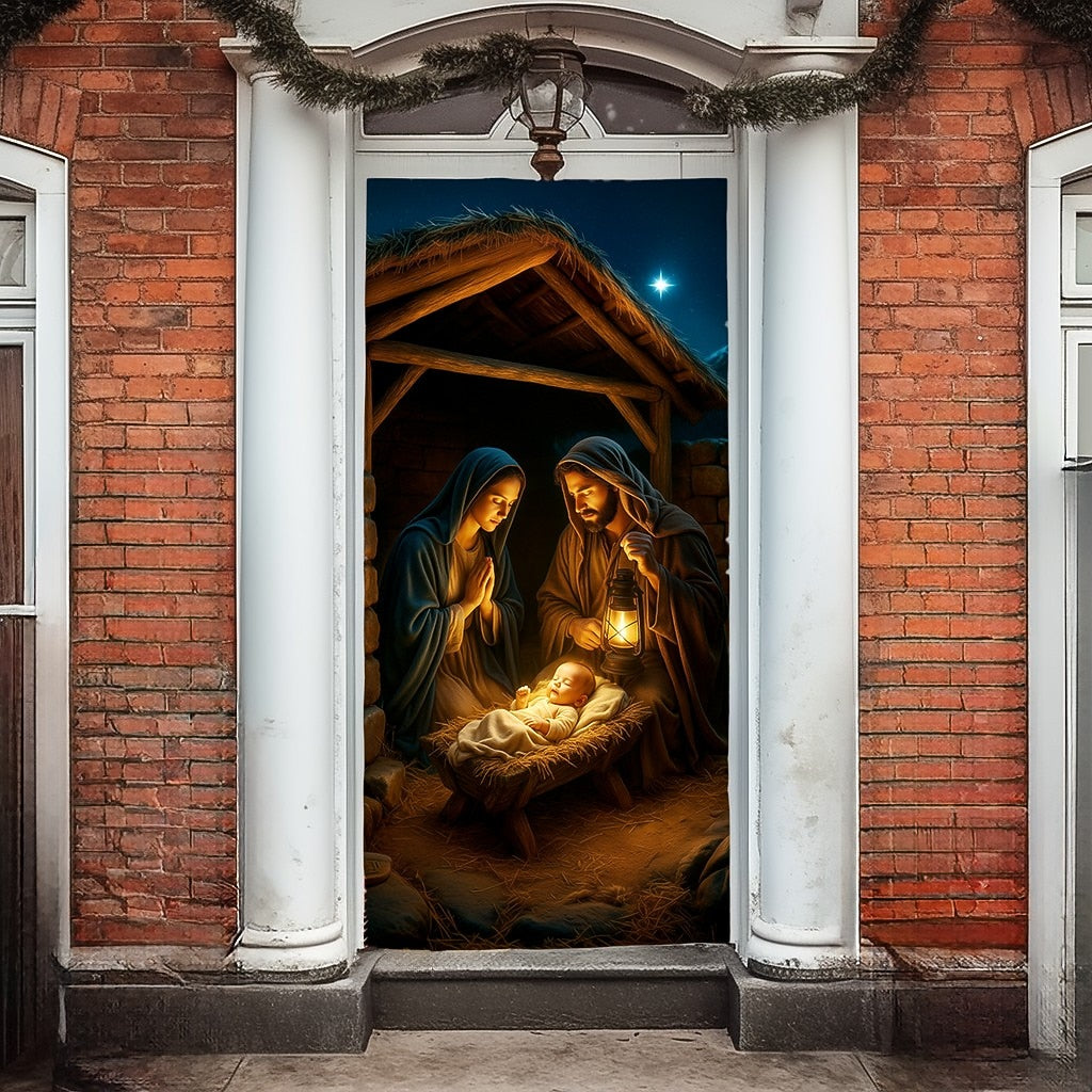 Nativity Scene with Baby Christmas Door Cover