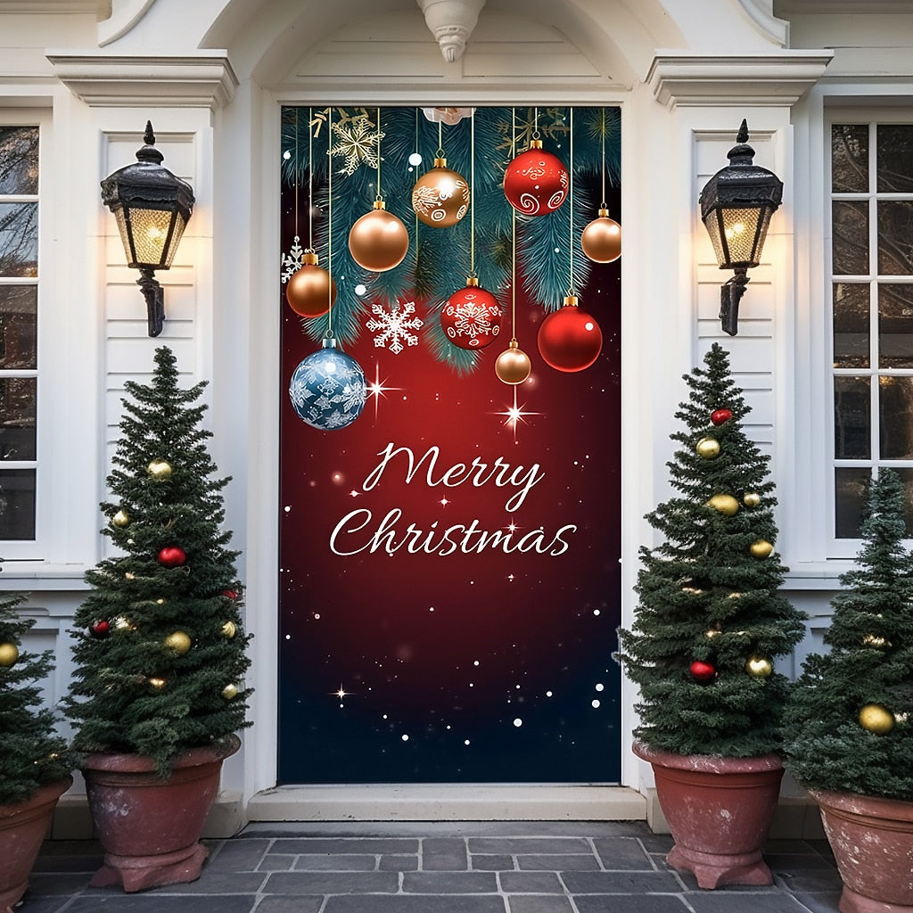 Festive Ornaments Christmas Door Cover