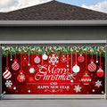 Red Ornament Christmas Garage Door Cover
