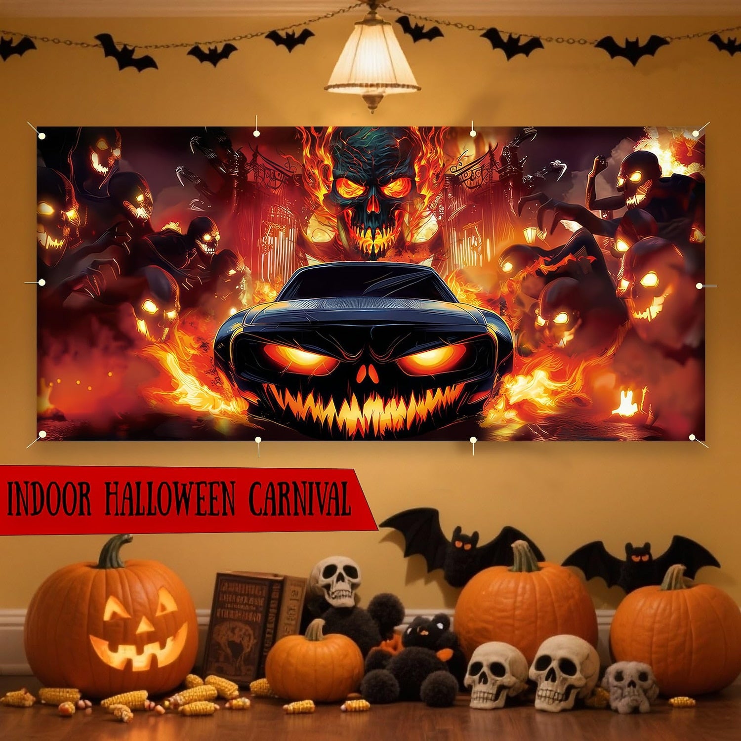 Pumpkin & Grim Reaper | Halloween Garage Door Banner Cover