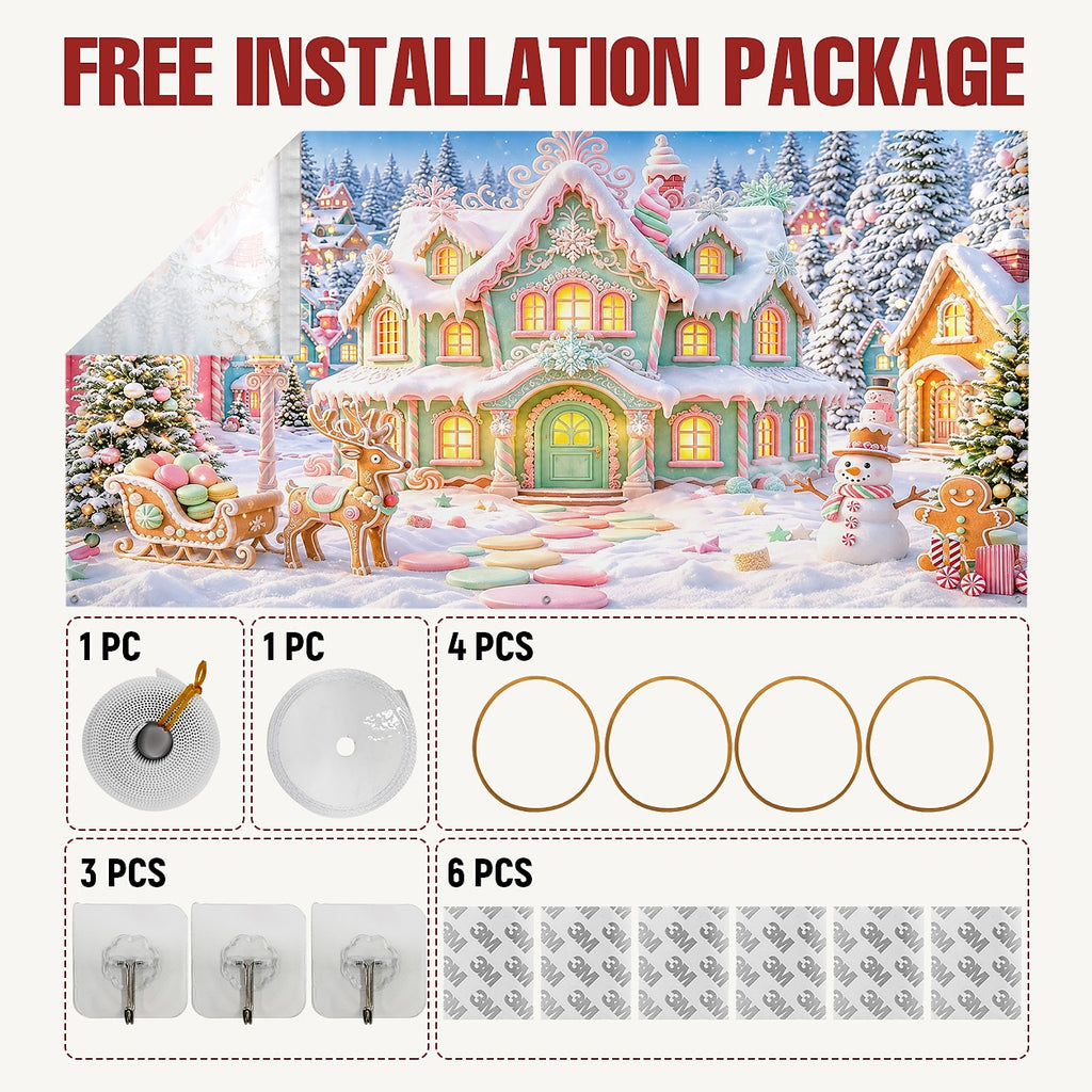 Colorful Gingerbread House Garage Door Cover