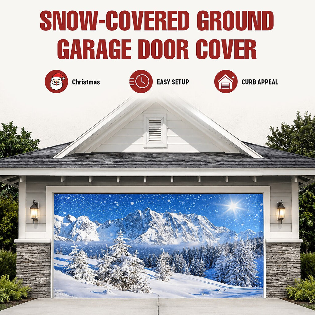 Christmas Garage Cover 3D Snowy Mountain & Forest