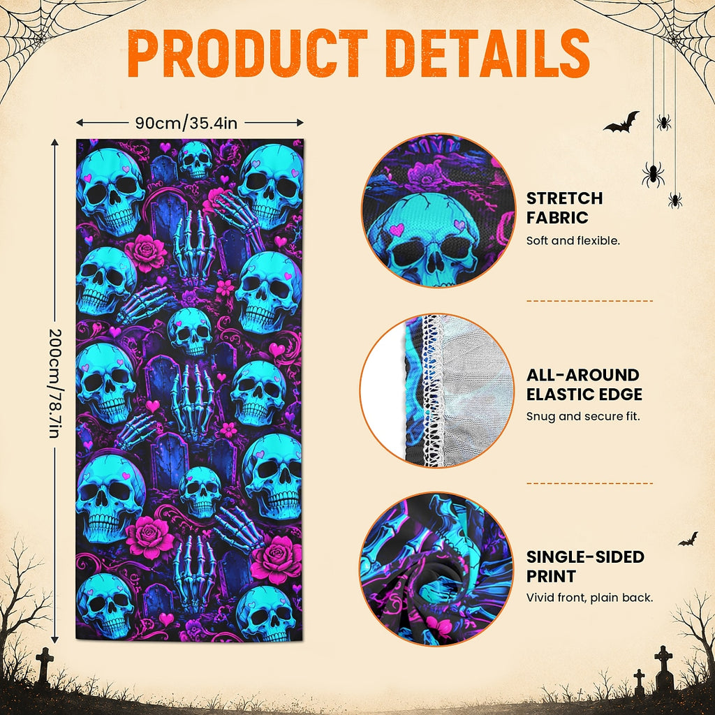 Pumpkin Spooky Halloween Door Banner Halloween Door Cover Neon Skull