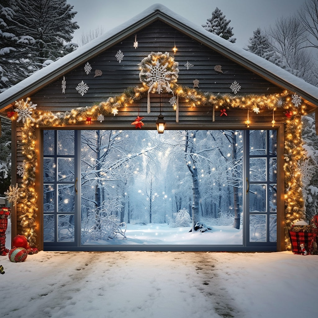 Snowy Forest Garage Door Cover