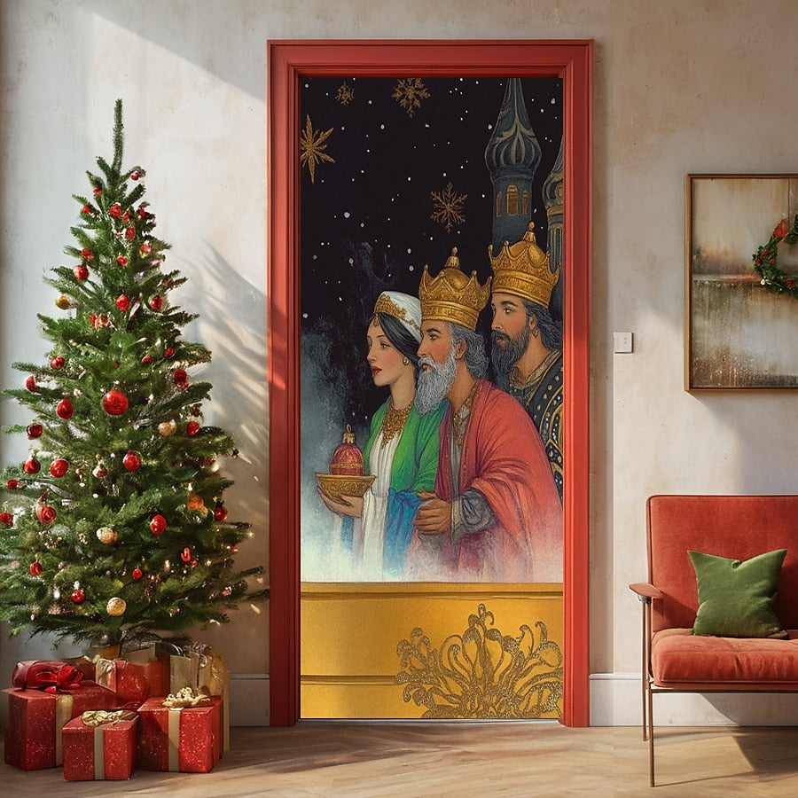 Nativity Scene Christmas Door Cover