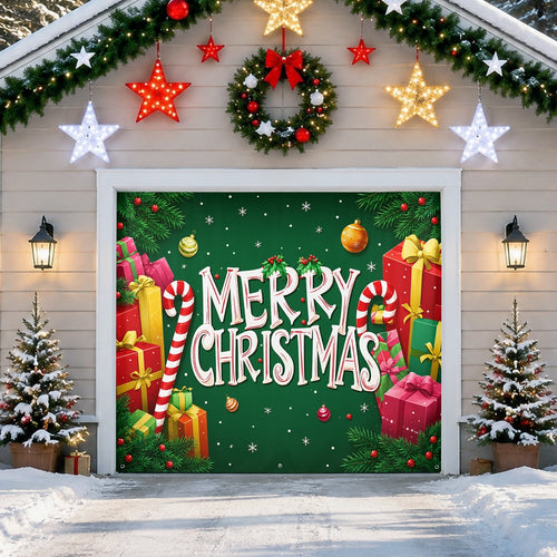 Candy Cane Christmas Garage Door Cover