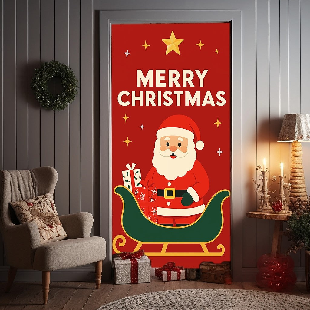 Red Bells & Ribbon Christmas Door Cover