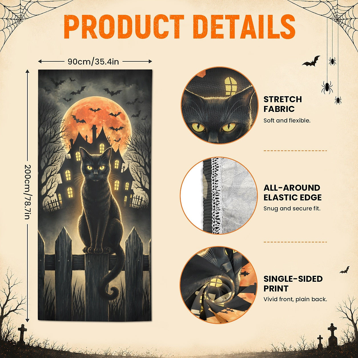 Flying Witch Full Moon Haunted House Banner Halloween Door Cover