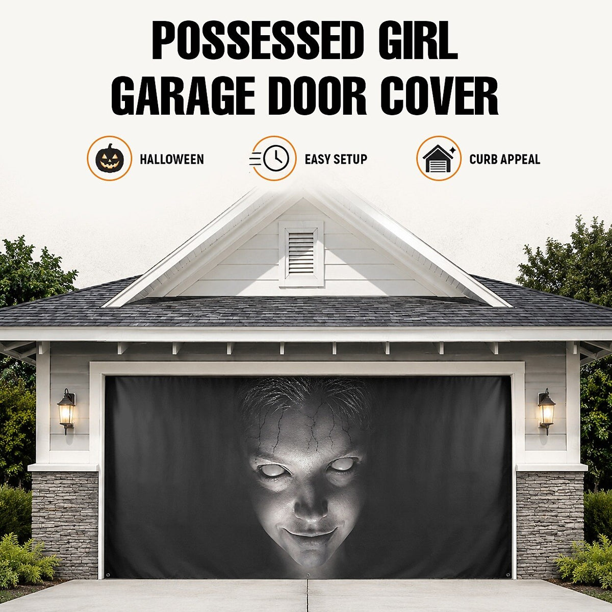Giant Spider Pumpkin Halloween Garage Door Cover