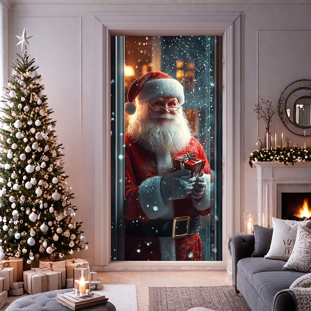 Santa Standing Christmas Door Cover