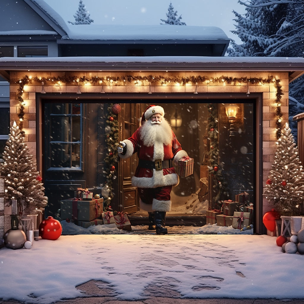 Santa & Snowman Garage Door Cover