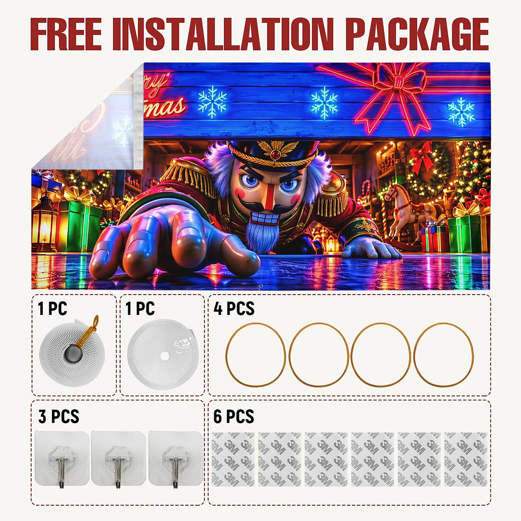 Blacklight Christmas Garage Cover UV Reactive Nutcracker