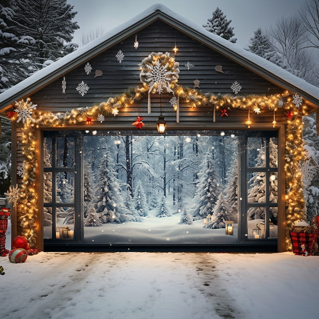 Snowy Forest Garage Door Cover