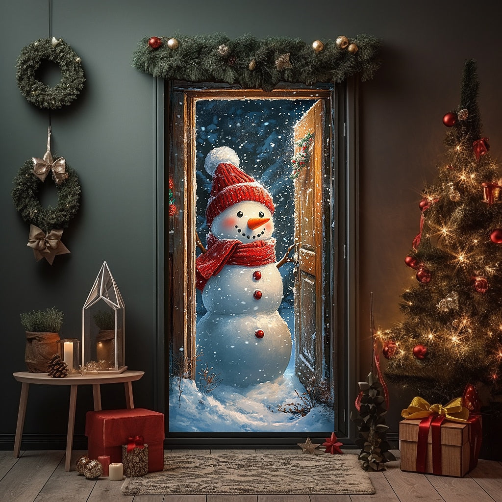 Snowman Christmas Door Cover