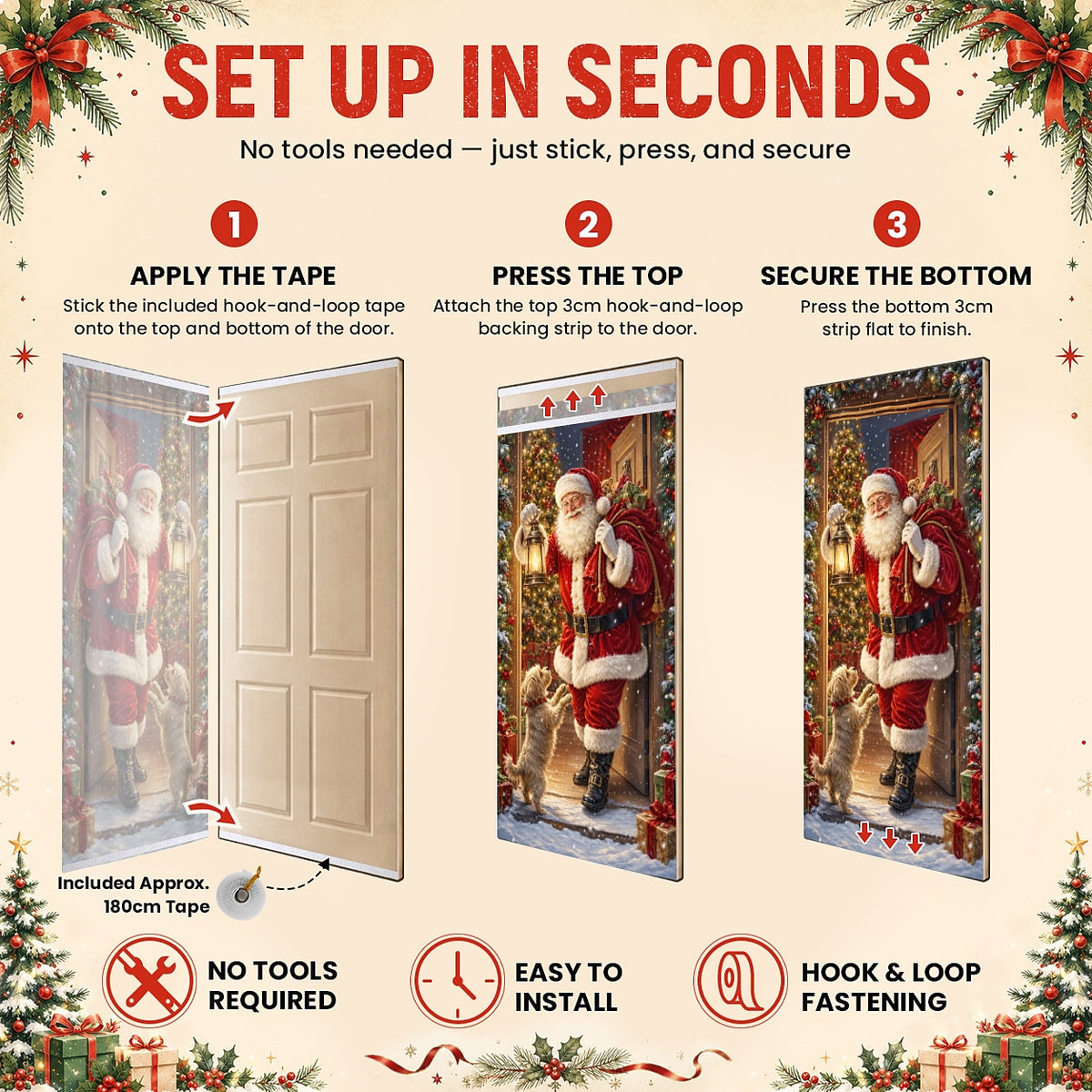 Santa Claus Red Christmas Door Cover