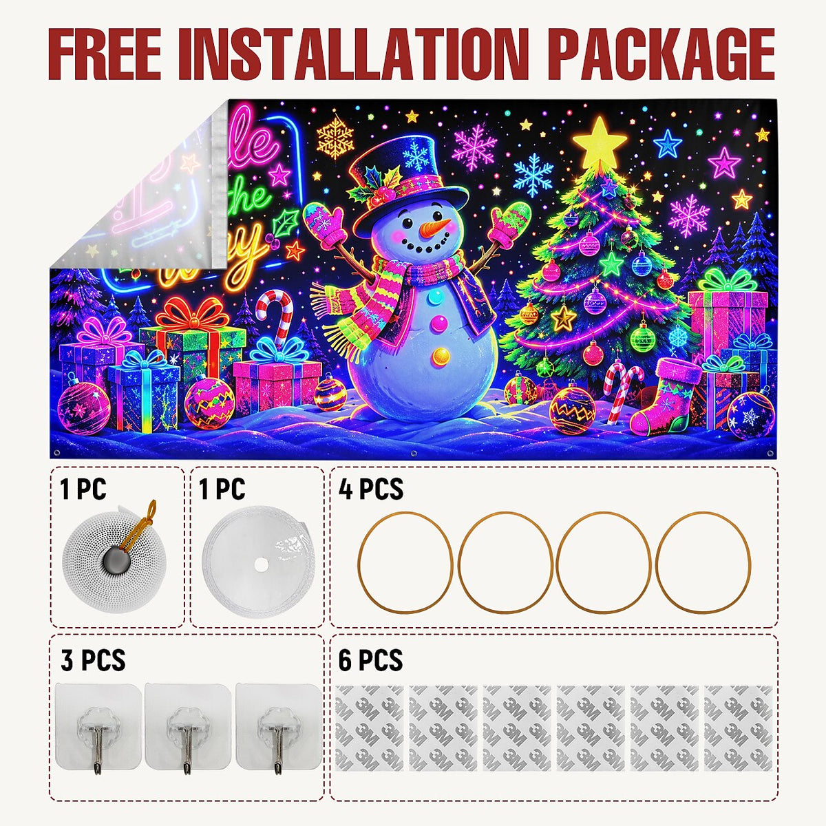 Blacklight Christmas Garage Cover UV Reactive Snowman