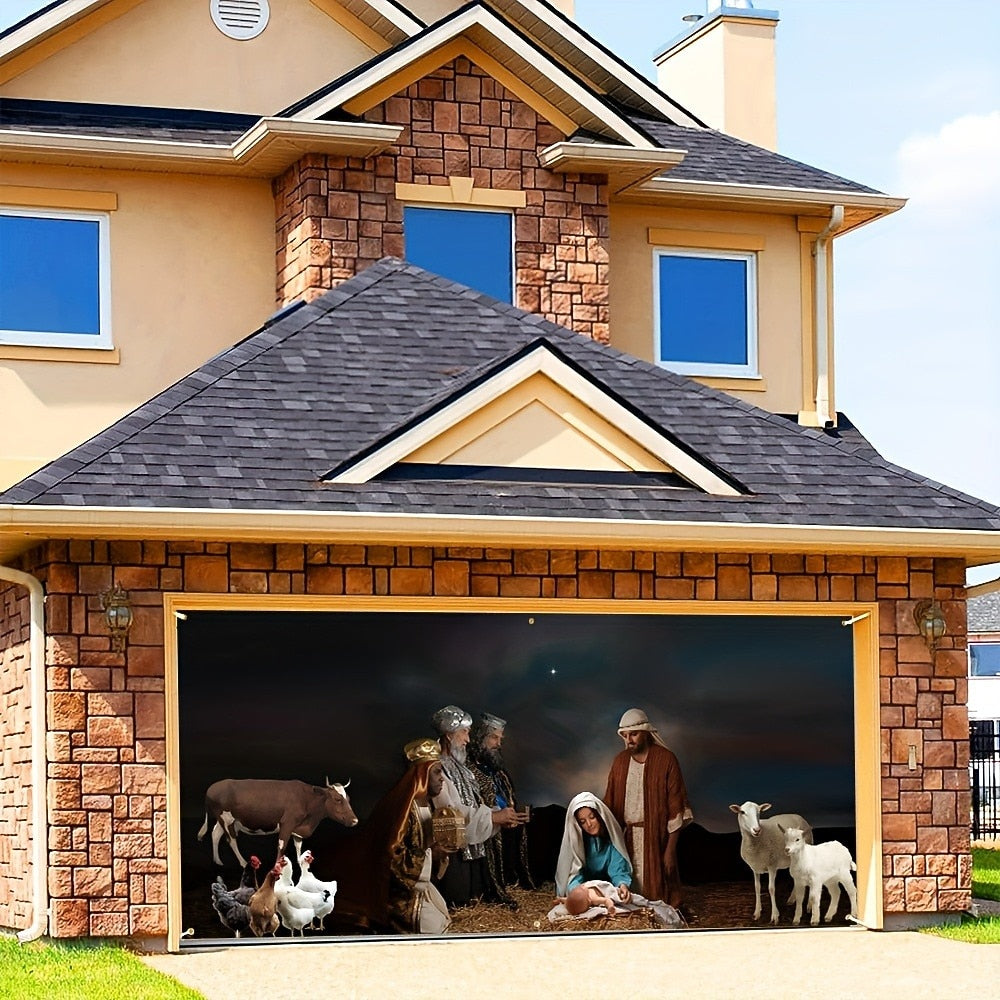 Nativity Christmas Garage Door Cover