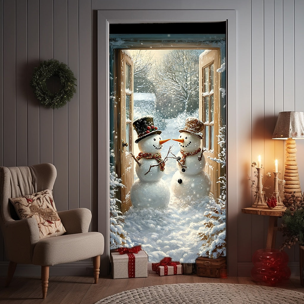 Snowman Christmas Door Cover