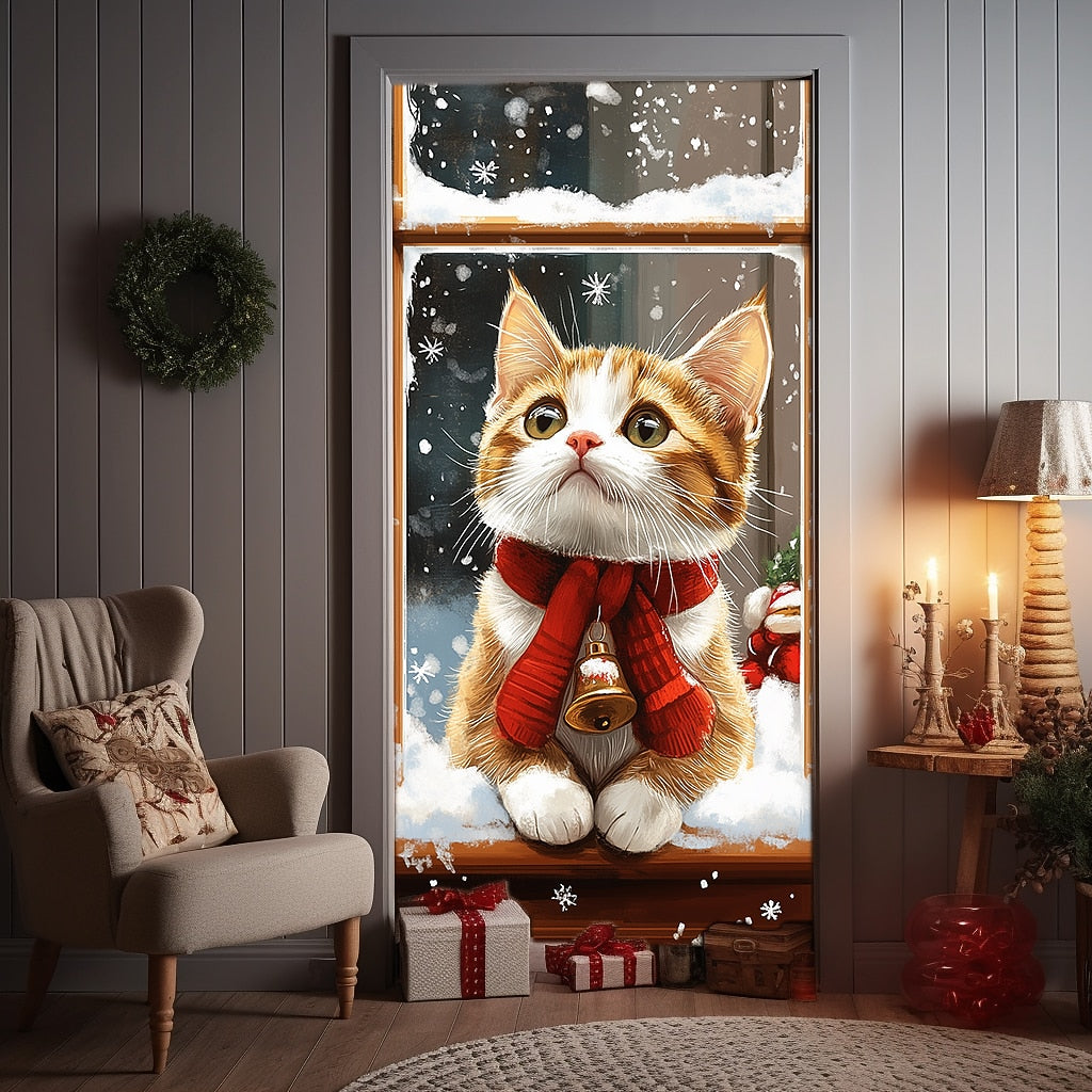 Festive Dog Christmas Door Cover