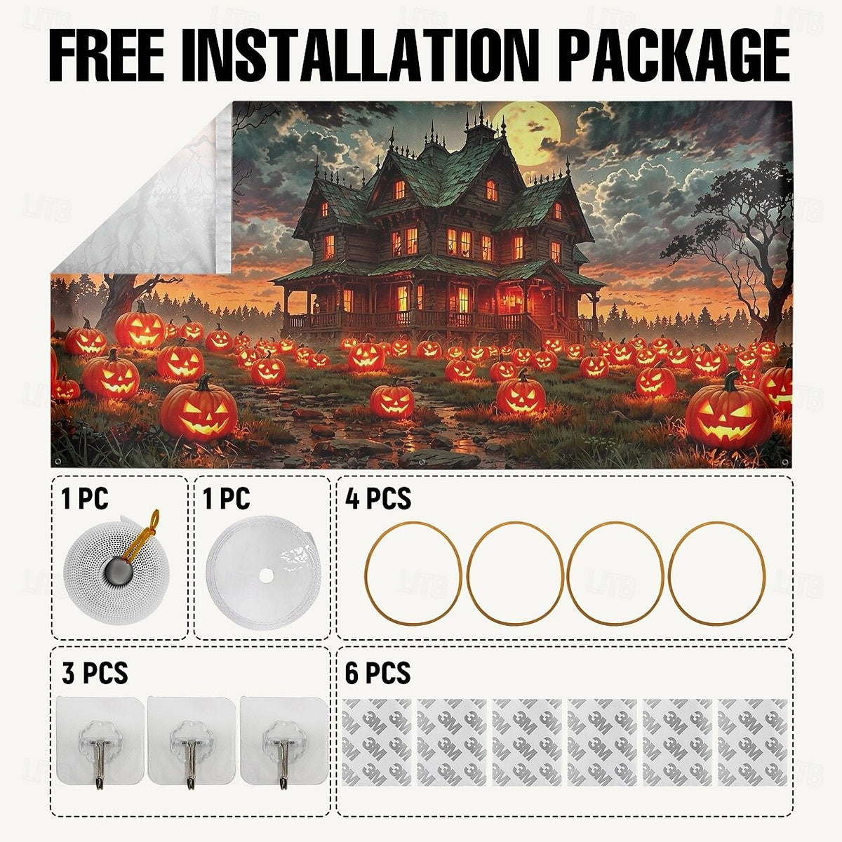 Pumpkin Skeleton Breaking Wall Halloween Garage Door Cover