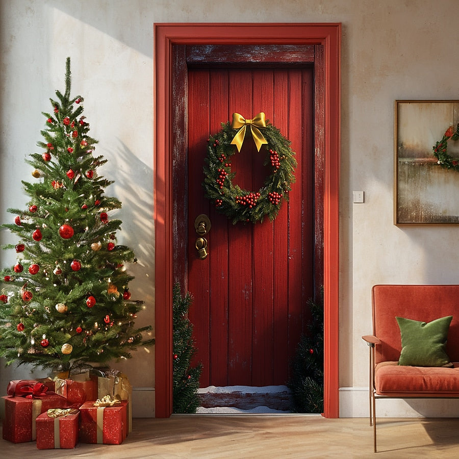 Festive Deer Christmas Door Cover