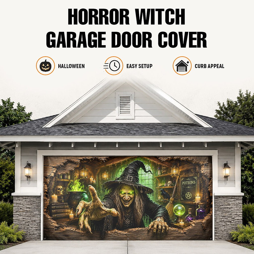 Halloween Witch Cauldron Garage Door Cover