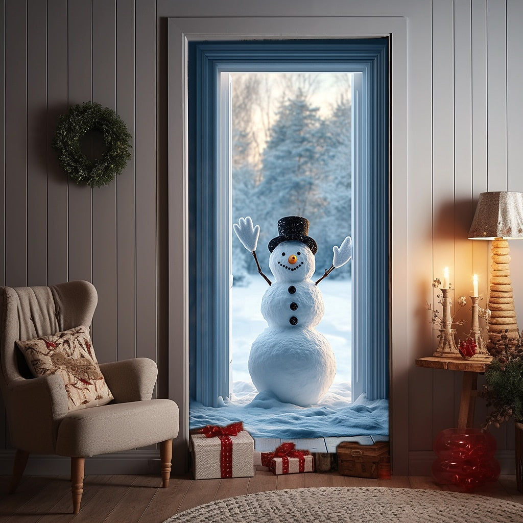 Snowman Christmas Door Cover