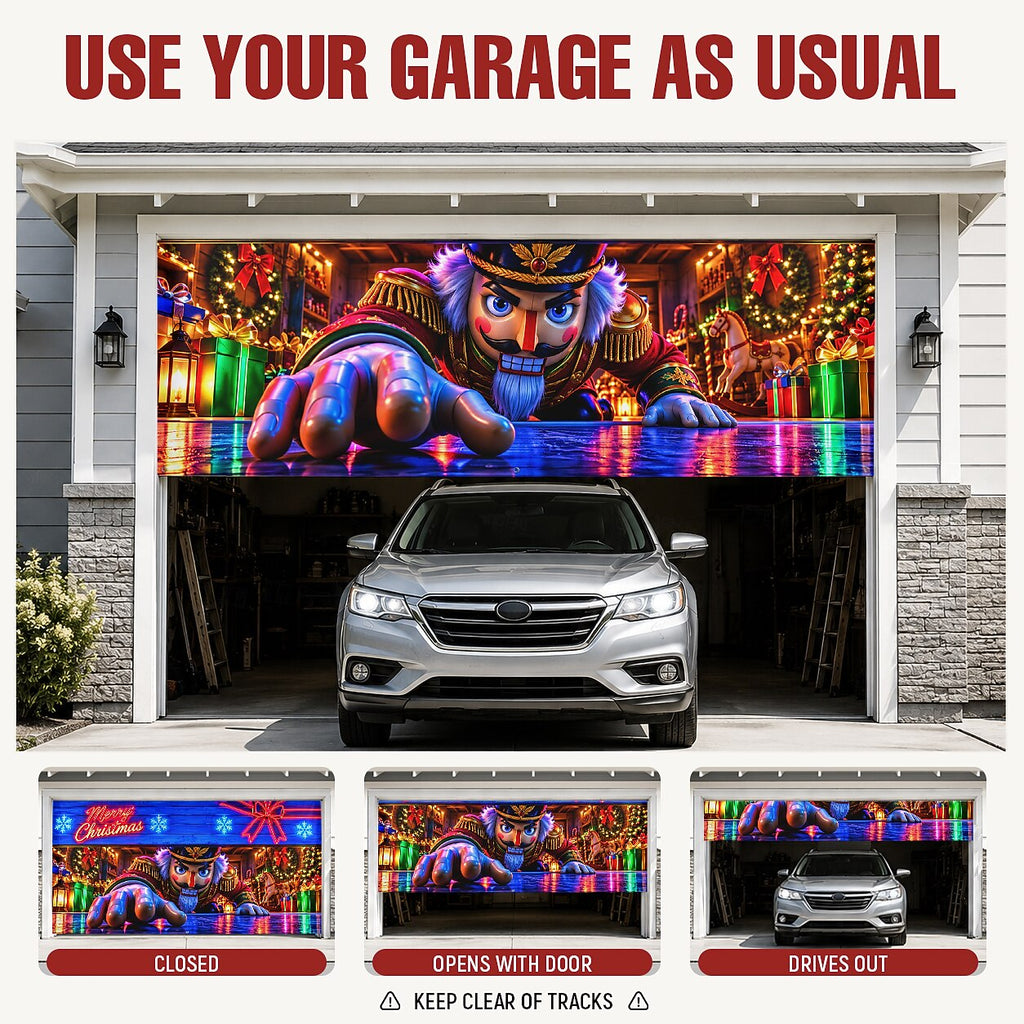 Blacklight Christmas Garage Cover UV Reactive Nutcracker