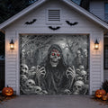 Flaming Skull & Burning Fire Skeleton | Halloween Garage Door Banner Cover
