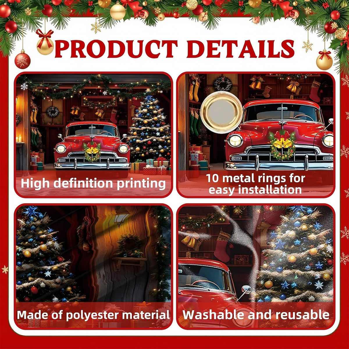 Santa Christmas House Garage Door Cover