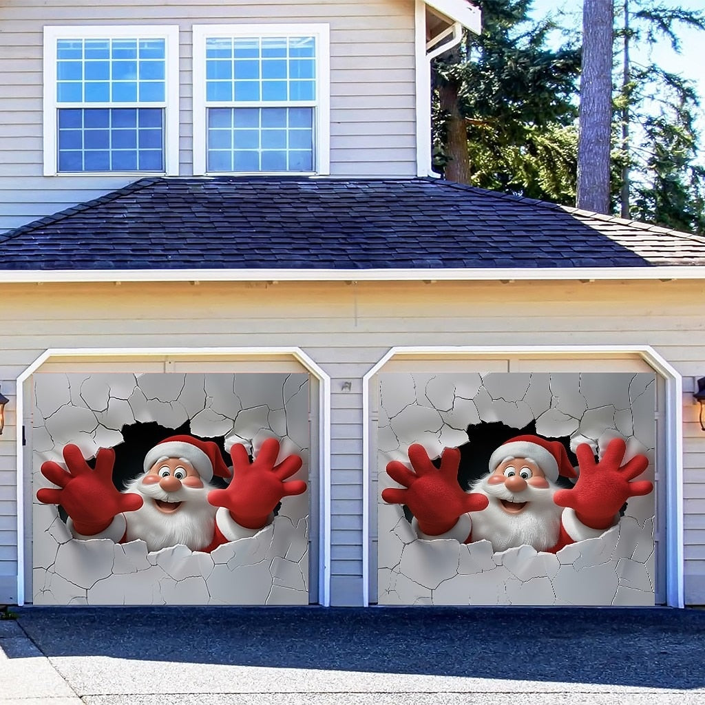 Santa Breakthrough Garage Door Cover