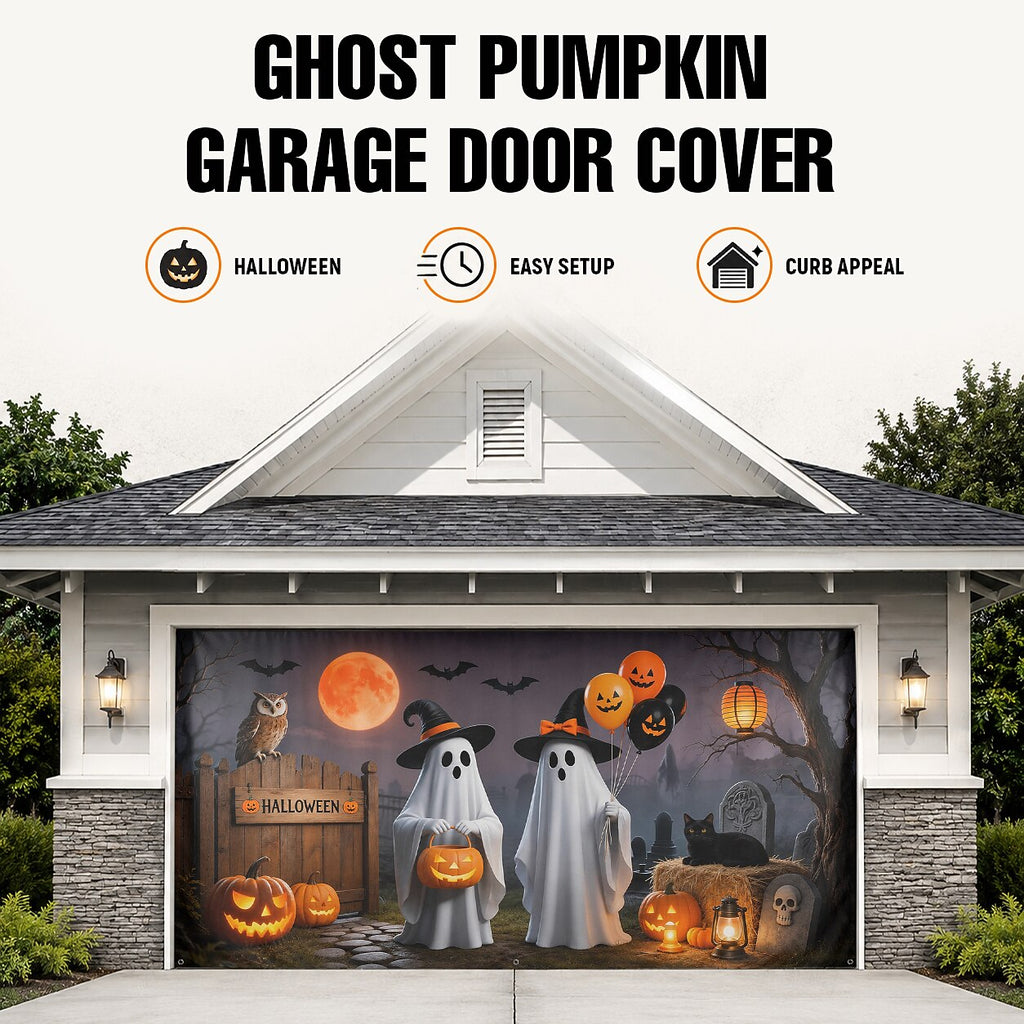 Halloween Cute Ghosts Garage Door Cover