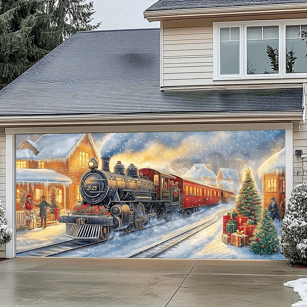 Christmas Snow Village Garage Door Cover