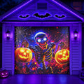 Skeleton Pumpkin & Jack-O'-Lantern Spooky Skull | Halloween Garage Door Banner Cover