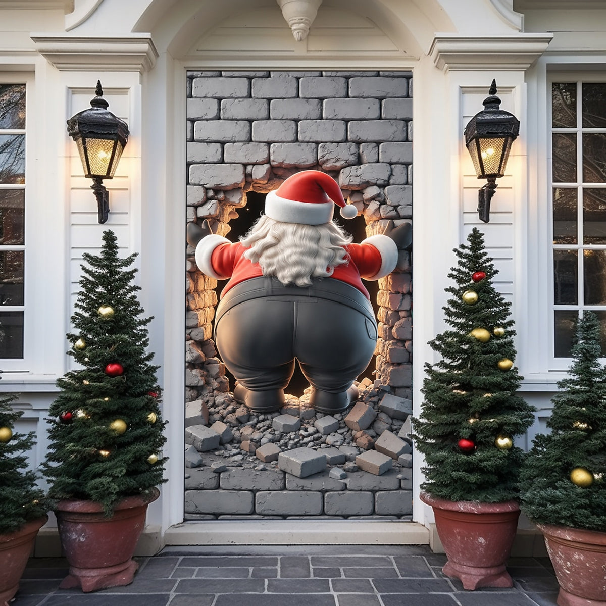 Funny Gnome Christmas Door Cover