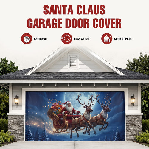 Aurora Santa Sleigh Garage Door Cover