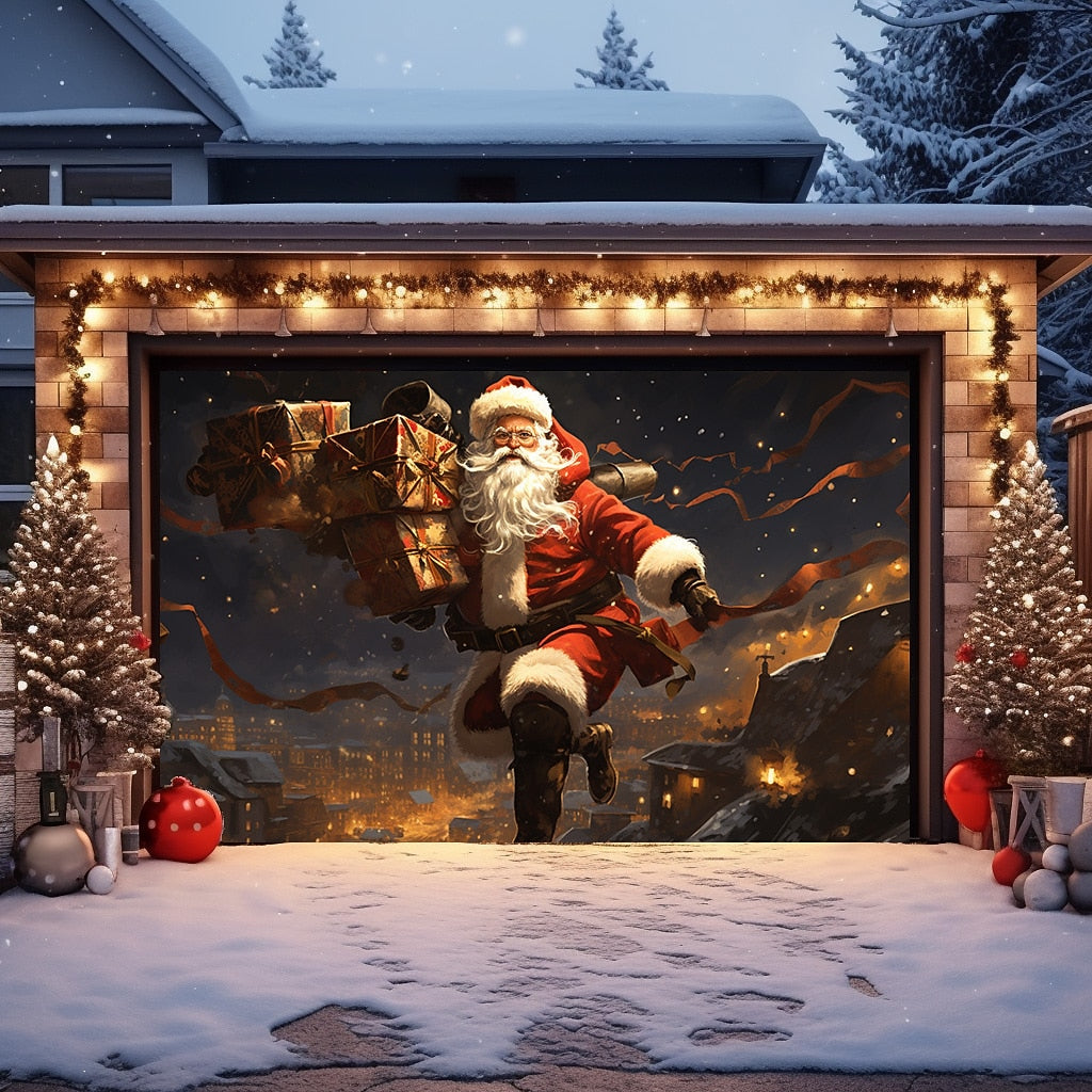 Santa & Snowman Garage Door Cover