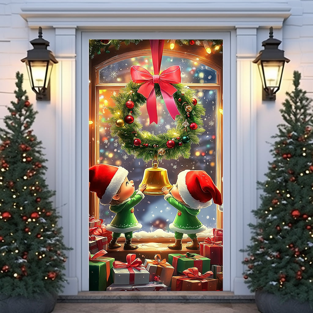 Joy Elf Christmas Door Cover
