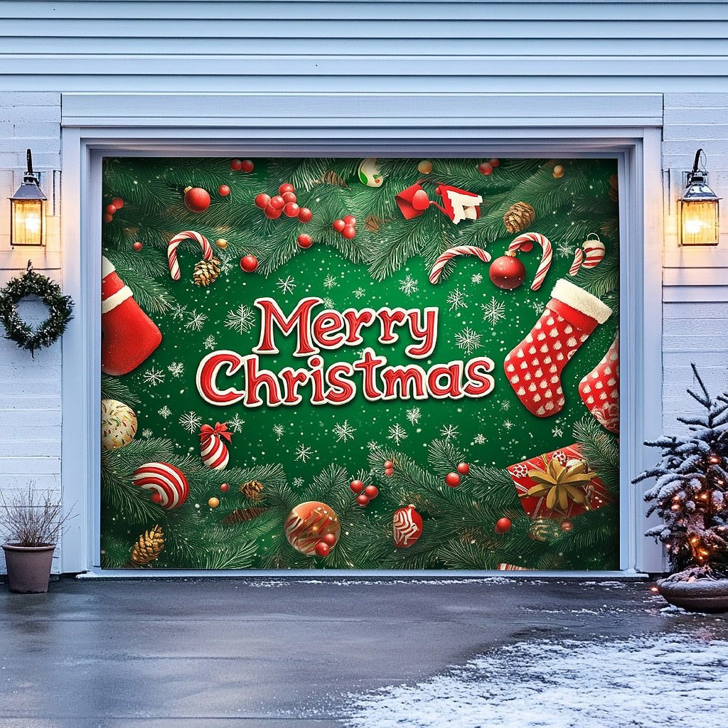 Christmas Stockings Garage Door Cover