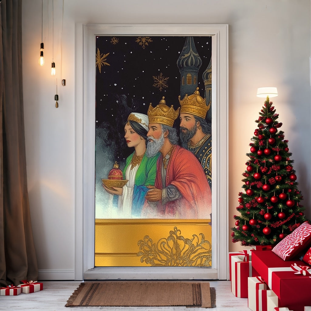Nativity Scene Christmas Door Cover