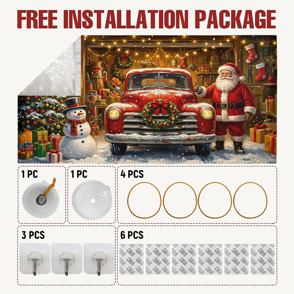 Vintage Red Truck Garage Door Cover
