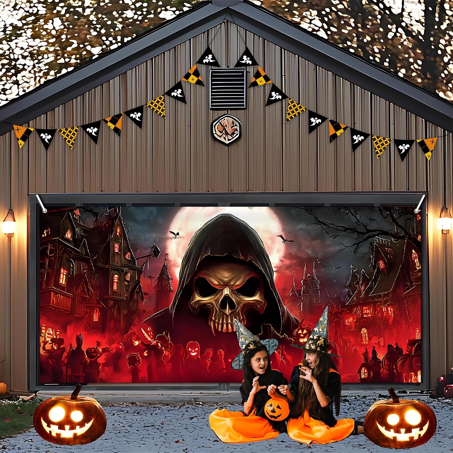 Scary Grim Reaper Mural | Halloween Garage Door Banner Cover