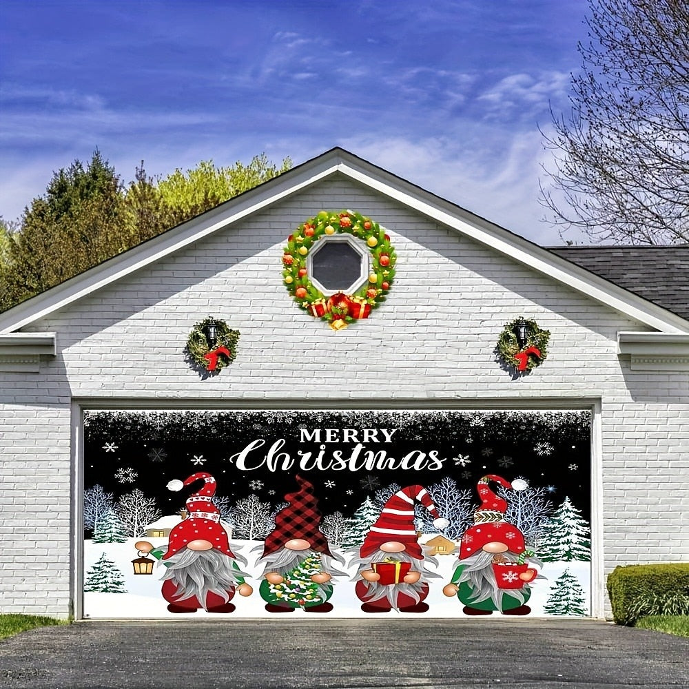 Christmas Gnomes Garage Door Cover